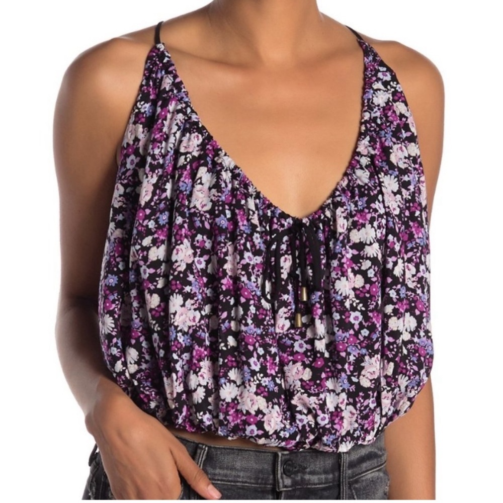 💕 FREE PEOPLE Daisy babe purple floral tank top camisole